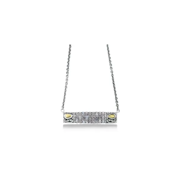 Samuel B. SS/18K Pave Birthstone Necklace- Rainbow Moonstone S. Lennon & Co Jewelers New Hartford, NY