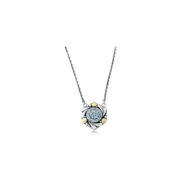 Samuel B. SS/18K Pave Birthstone Wave Necklace- Blue Topaz Steve Lennon & Co Jewelers  New Hartford, NY
