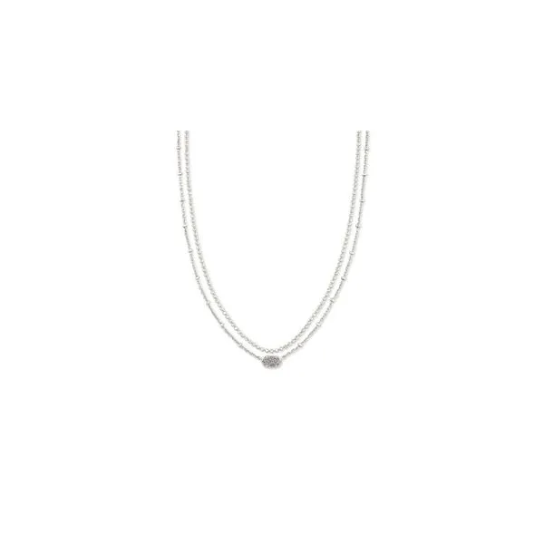 Kendra Scott Emilie Multi Strand Necklace Rhodium Iridescent Drusy Steve Lennon & Co Jewelers  New Hartford, NY