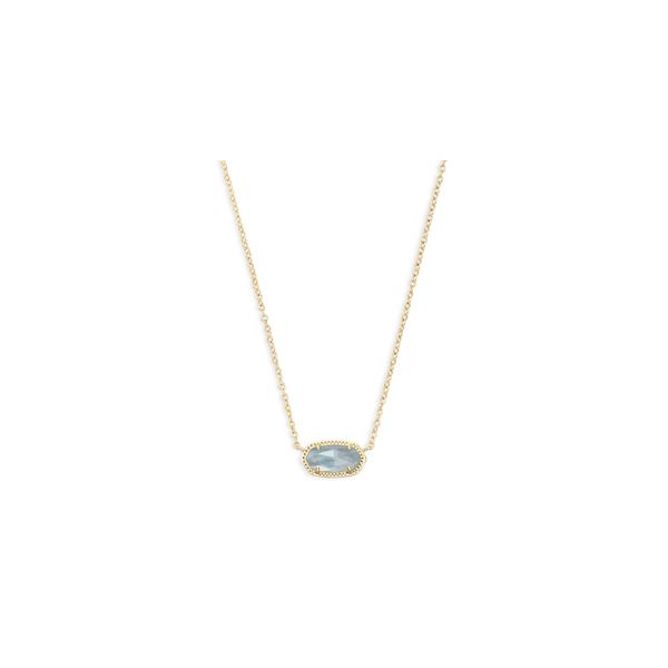 Kendra Scott Elisa Short Pendant Necklace Gold Light Blue Illusion Steve Lennon & Co Jewelers  New Hartford, NY