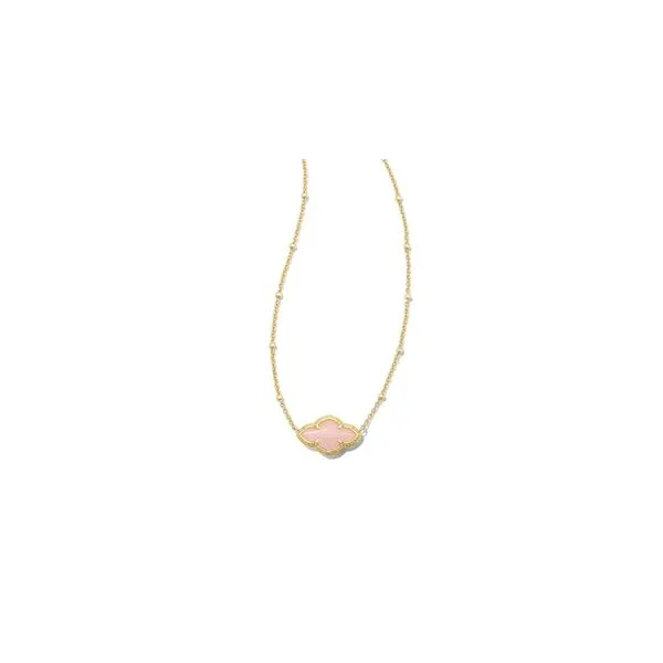 Kendra Scott Abbie Pendant Necklace Gold Rose Quartz Steve Lennon & Co Jewelers  New Hartford, NY