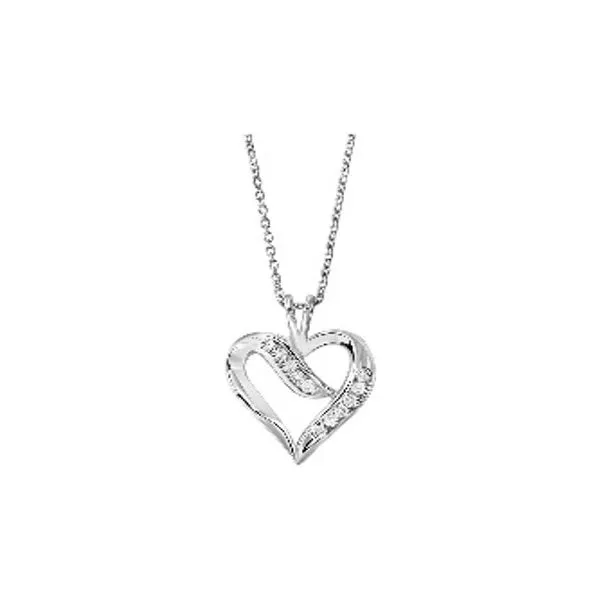 SS Heart Pendant Necklace with 11 Diamonds 1/50 TCW Steve Lennon & Co Jewelers  New Hartford, NY