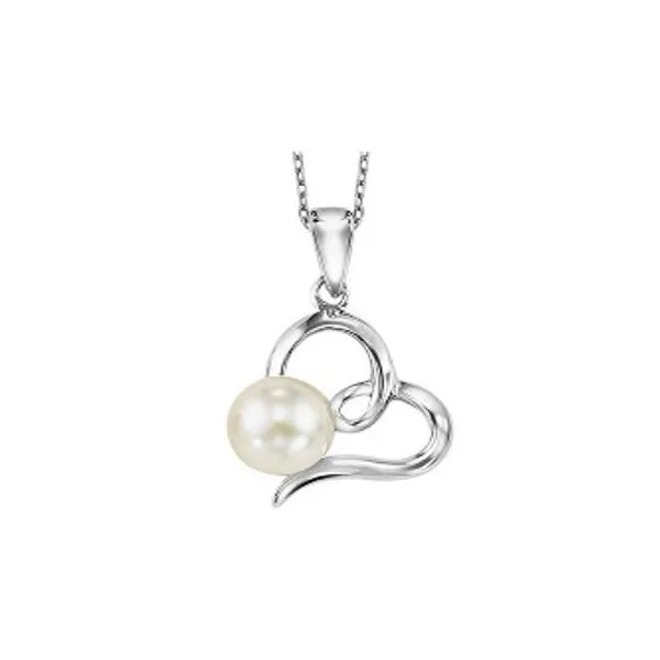 Sterling Silver Heart Pendant with White Pearl Steve Lennon & Co Jewelers  New Hartford, NY