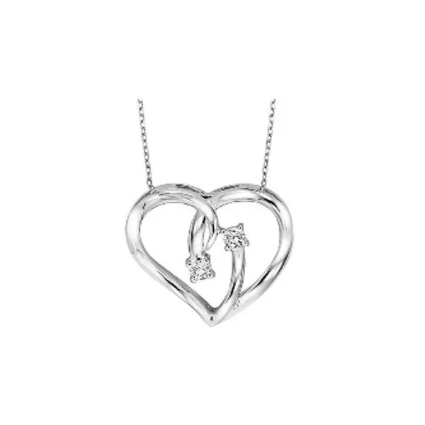 SS Heart Pendant Necklace with 2 Diamonds 1/20 TCW Steve Lennon & Co Jewelers  New Hartford, NY
