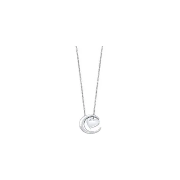 SS Heart & Moon Pendant Necklace .02 TCW Steve Lennon & Co Jewelers  New Hartford, NY