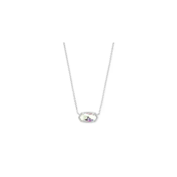Kendra Scott Elisa Short Pendant Necklace Rhodium Dichronic Glass Steve Lennon & Co Jewelers  New Hartford, NY