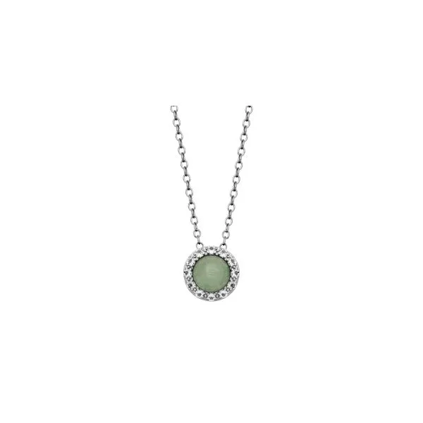 Samuel B. Sterling Silver Genuine Milky Aquamarine Rd 6mm & White Topaz Pendant Steve Lennon & Co Jewelers  New Hartford, NY