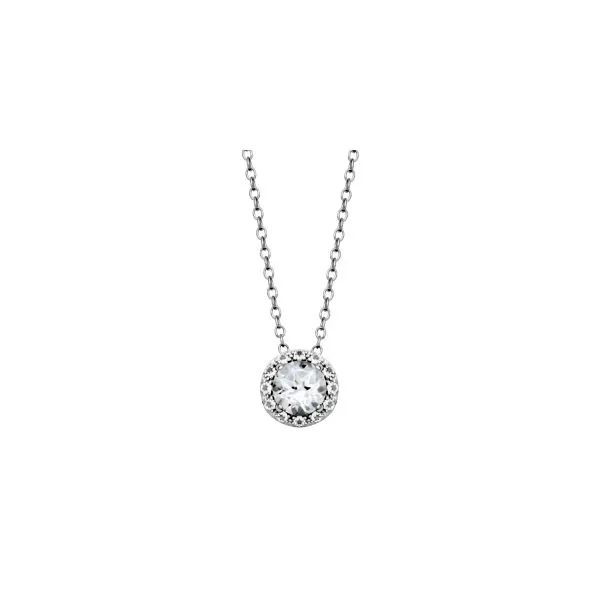 Samuel B. Sterling Silver Genuine White Topaz Rd 6mm Pendant Steve Lennon & Co Jewelers  New Hartford, NY