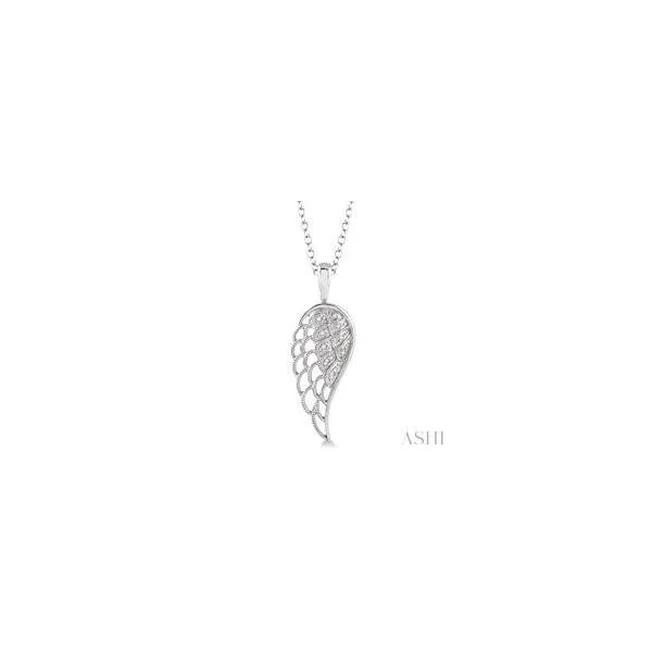 Sterling Silver Round Cut Diamond Angel Wing Pendant .05tcw Steve Lennon & Co Jewelers  New Hartford, NY
