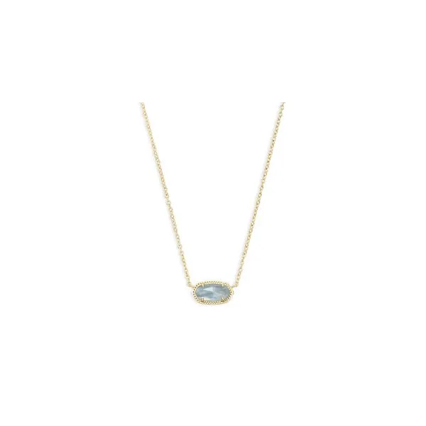 Kendra Scott Elisa Short Pendant Necklace Gold Light Blue Illusion Steve Lennon & Co Jewelers  New Hartford, NY