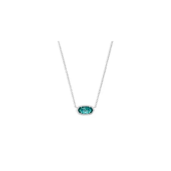 Kendra Scott Elisa Short Pendant Necklace Rhodium London Blue Steve Lennon & Co Jewelers  New Hartford, NY