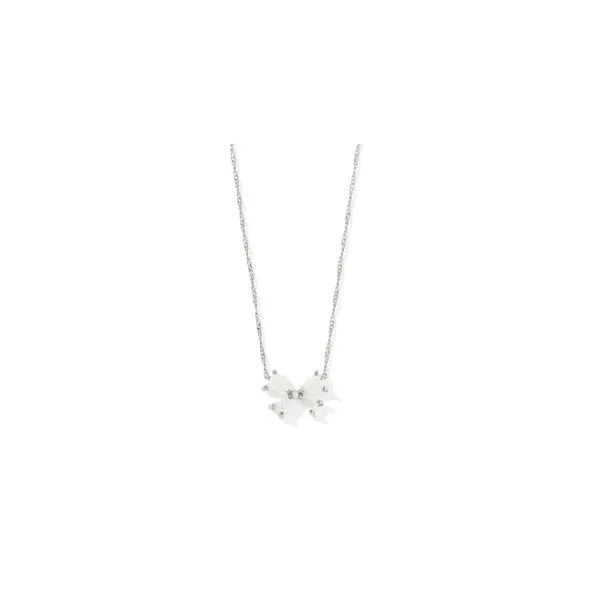 Kendra Scott Blair Bow Small Short Pendant Necklace Silver Iridescent Drusy Steve Lennon & Co Jewelers  New Hartford, NY