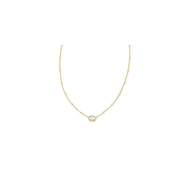 Kendra Scott Mini Elisa Satellite Short Pendant Necklace Gold Ivory Mother Of Pearl Steve Lennon & Co Jewelers  New Hartford, NY