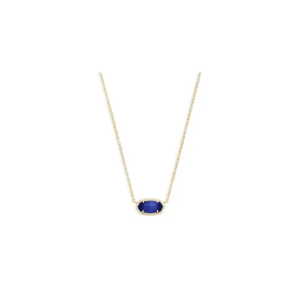 Kendra Scott Elisa Short Pendant Necklace Gold Cobalt Cats Eye Steve Lennon & Co Jewelers  New Hartford, NY