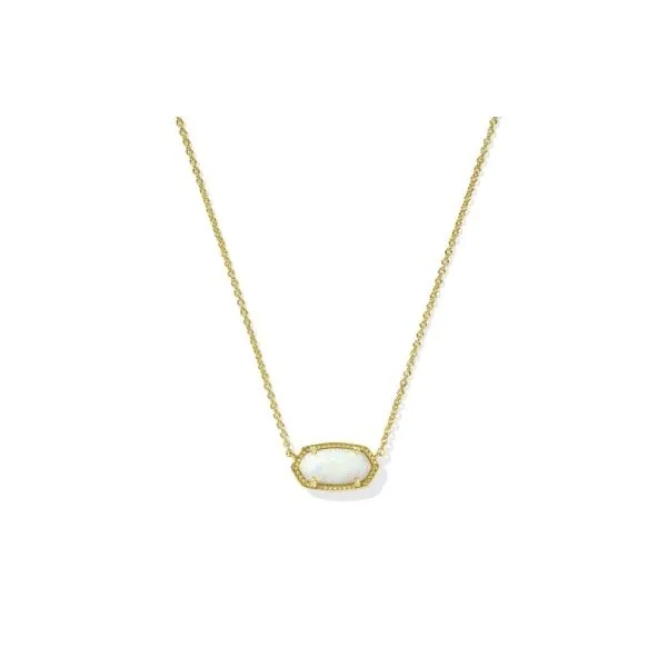 Kendra Scott Elisa Short Pendant Necklace Gold Light Yellow Kyocera Opal Steve Lennon & Co Jewelers  New Hartford, NY