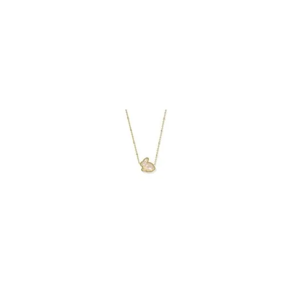 Kendra Scott Short Bunny Pendant Necklace Gold Taupe Mother of Pearl Steve Lennon & Co Jewelers  New Hartford, NY