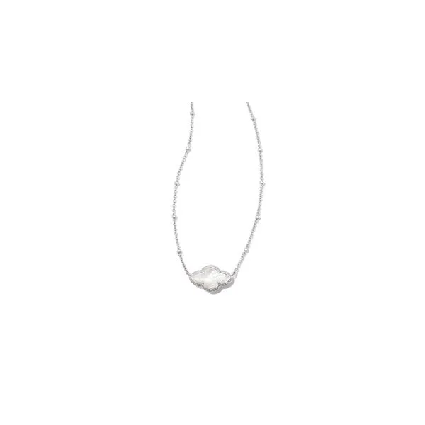 Kendra Scott Abbie Pendant Necklace Rhodium Ivory Mother of Pearl Steve Lennon & Co Jewelers  New Hartford, NY