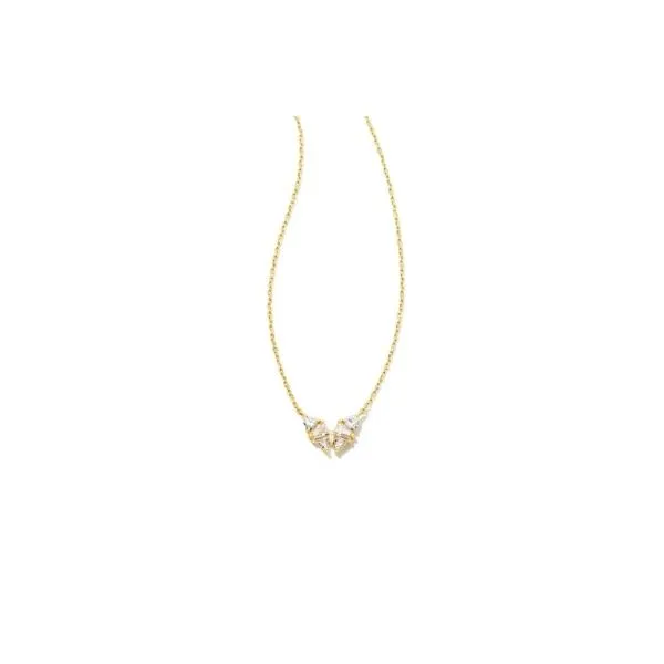 Kendra Scott Blair Gold Butterfly Small Short Pendant Necklace in White CZ Steve Lennon & Co Jewelers  New Hartford, NY