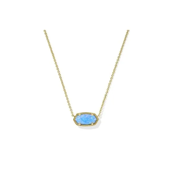 Kendra Scott - Elisa Short Pendant Necklace Gold Periwinkle Kyocera Opal Steve Lennon & Co Jewelers  New Hartford, NY