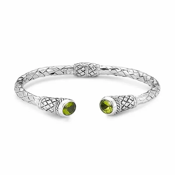 Samuel B. Silver Bracelet W/ Colored Stone With Oval Peridots Image 2 Steve Lennon & Co Jewelers  New Hartford, NY