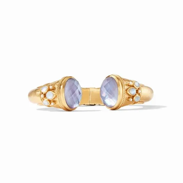 Julie Vos Cassis Hinge Cuff Gold Iridescent Lavender with Pearl Steve Lennon & Co Jewelers  New Hartford, NY