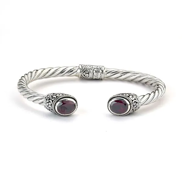 Samuel B. - Sterling Silver Oval Garnet Twisted Bangle Steve Lennon & Co Jewelers  New Hartford, NY