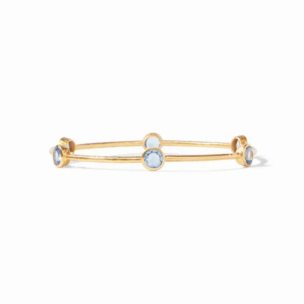 Julie Vos Milano Bangle Gold Chalcedony Blue - Medium Image 2 Steve Lennon & Co Jewelers  New Hartford, NY