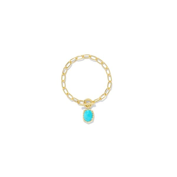 Kendra Scott Daphne Link and Chain Bracelet Gold Variegated Turquoise Magnesite Steve Lennon & Co Jewelers  New Hartford, NY
