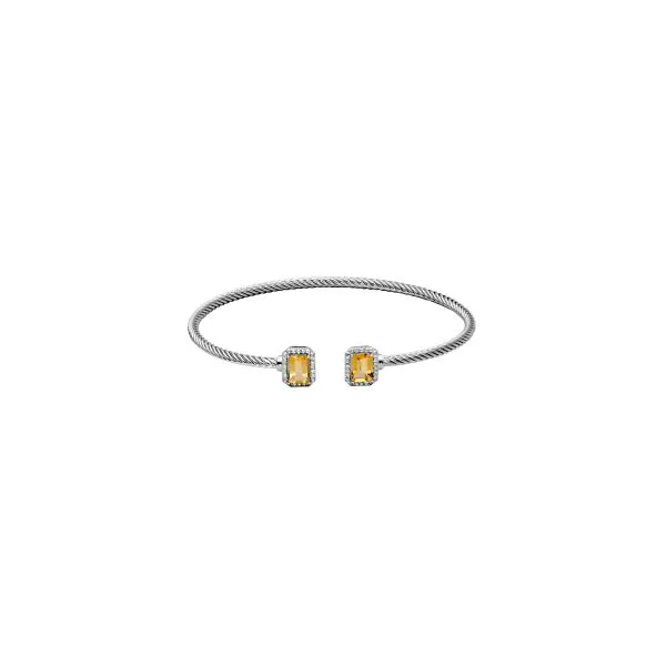 Samuel B. Sterling Silver Genuine Citrine 7X5mm Em & G White Topaz Cuff 7.25