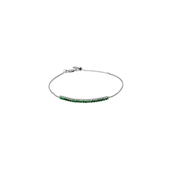 Samuel B. Sterling Silver Genuine Emerald Rd 2Mm Adjustable Bracelet Steve Lennon & Co Jewelers  New Hartford, NY