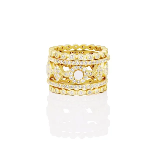 Freida Rothman Color Theory Mother of Pearl 5 Stack Ring - Size 7 Steve Lennon & Co Jewelers  New Hartford, NY