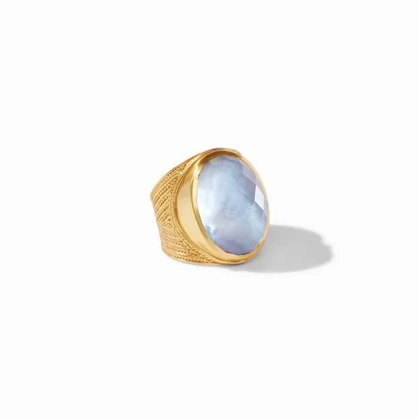 Julie Vos Verona Statement Ring Gold Iridescent Chalcedony Blue - Image 2 Steve Lennon & Co Jewelers  New Hartford, NY