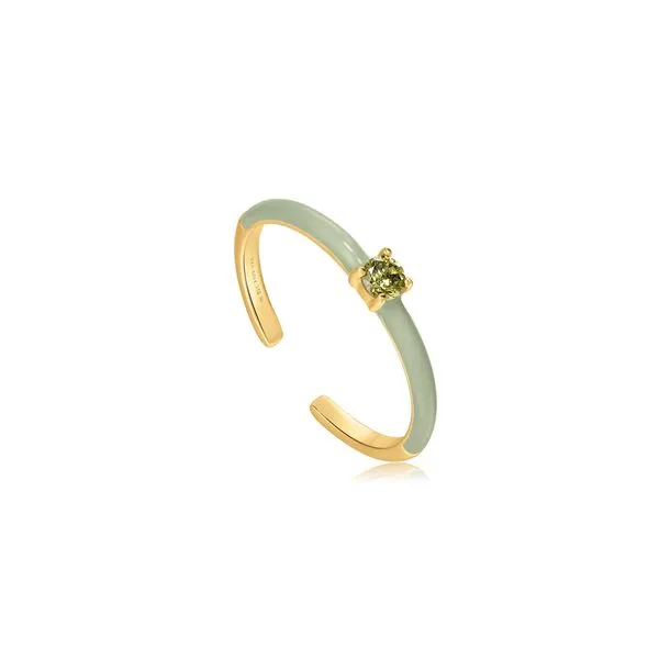 Ania Haie - Sage Enamel Gold Adjustable Ring Steve Lennon & Co Jewelers  New Hartford, NY