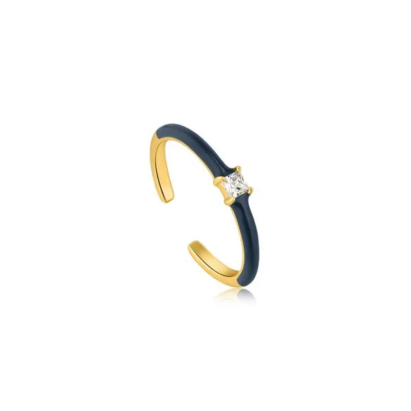 Ania Haie - Navy Blue Enamel Gold Adjustable Ring 14kt gold plated on sterling silver with enamel Steve Lennon & Co Jewelers  New Hartford, NY