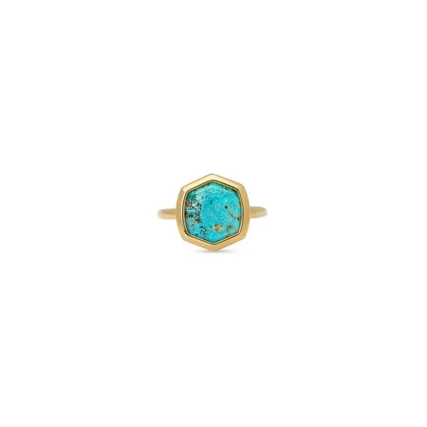 DAVIS STONE COCKTAIL RING 18K GOLD VERMEIL TURQUOISE 6 Steve Lennon & Co Jewelers  New Hartford, NY
