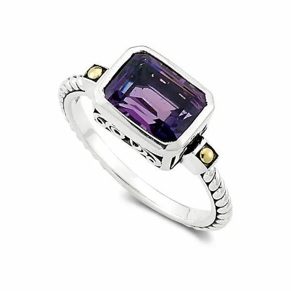 Samuel B. Sterling Silver/18K Emerald Cut Ring With Amethyst Steve Lennon & Co Jewelers  New Hartford, NY