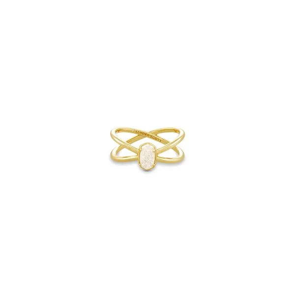 Kendra Scott EMILIE DOUBLE BAND RING GOLD IRIDESCENT DRUSY 7 Steve Lennon & Co Jewelers  New Hartford, NY