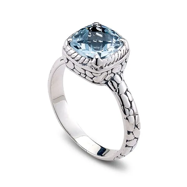 Samuel B. - Sterling Silver Cushion Shape Garnet Ring (Shown In Blue Topaz) Steve Lennon & Co Jewelers  New Hartford, NY