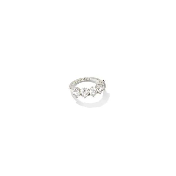 Kendra Scott Cailin Crystal Band Ring Rhodium Metal White CZ Size 6 Steve Lennon & Co Jewelers  New Hartford, NY