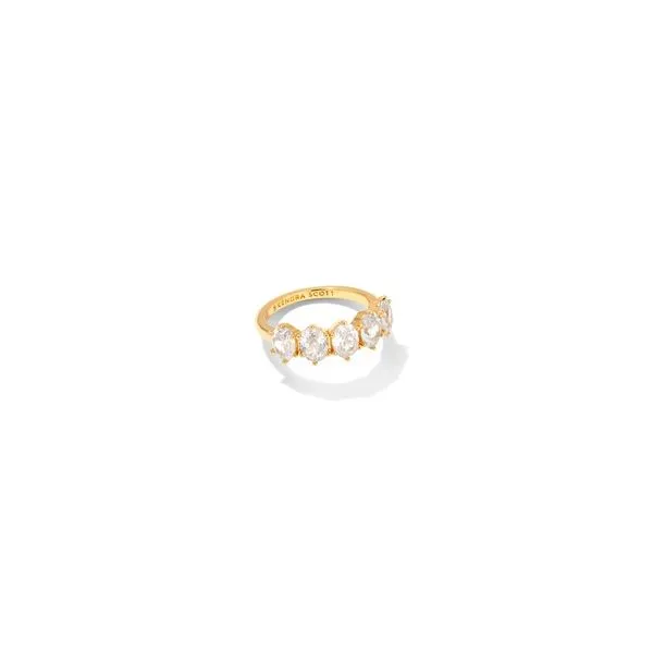 Kendra Scott Cailin Crystal Band Ring Gold Metal White CZ Size 7 Steve Lennon & Co Jewelers  New Hartford, NY