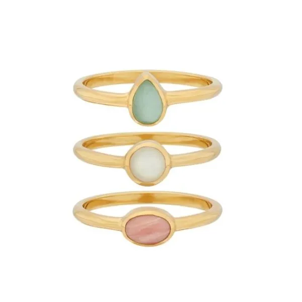 Anna Beck Multi-Stone Stacking Ring Set Multi Color Stone Sterling Silver 18Kt Gold Plated Steve Lennon & Co Jewelers  New Hartford, NY