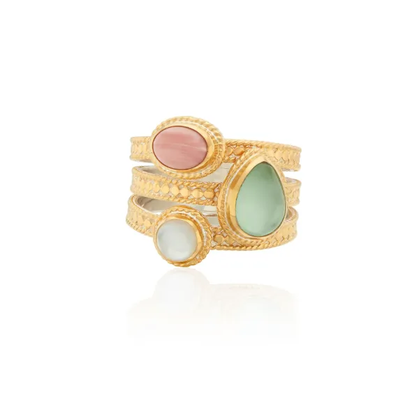 Anna Beck Oasis Faux Stack Ring with Pink Opal, Green Quartz, and Mother of Pearl Steve Lennon & Co Jewelers  New Hartford, NY