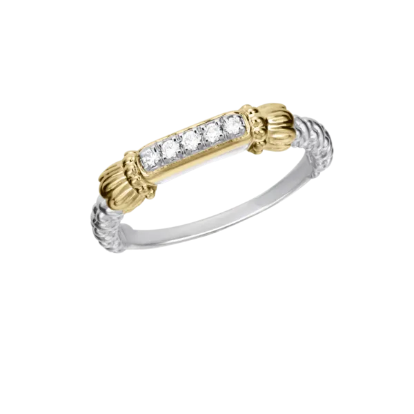 Vahan 14K Yellow Gold & Sterling Silver Ring with 5 Round Diamonds .08tcw Steve Lennon & Co Jewelers  New Hartford, NY