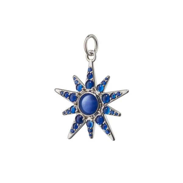 Monica Rich Kosann Sterling Silver 1” Star Charm with Center Blue Sapphire & Rock Crystal Doublet, Blue Sapphire Cabochons and Steve Lennon & Co Jewelers  New Hartford, NY