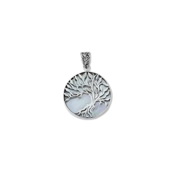 Samuel B SS Mother of Pearl Round Tree of Life Pendant Steve Lennon & Co Jewelers  New Hartford, NY
