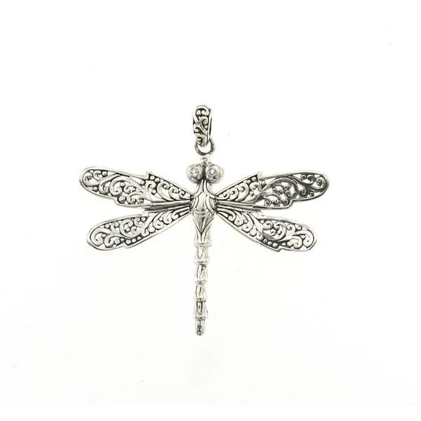 Samuel B. SS Dragonfly Pendant w/White Topaz Eyes Steve Lennon & Co Jewelers  New Hartford, NY