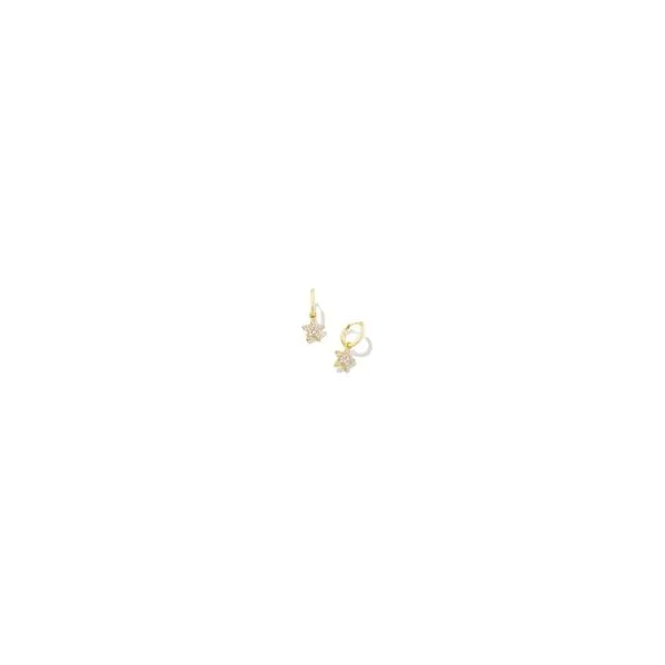 Kendra Scott Jae Star Pave Huggie Earrings Gold Crystal Steve Lennon & Co Jewelers  New Hartford, NY