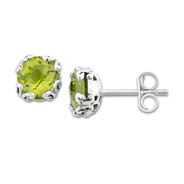 Samuel B. Silver Stud Earrings With Round Peridots Image 2 S. Lennon & Co Jewelers New Hartford, NY