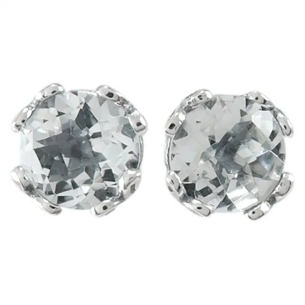 Samuel B. Silver Stud Earrings With Round White Topazs Steve Lennon & Co Jewelers  New Hartford, NY