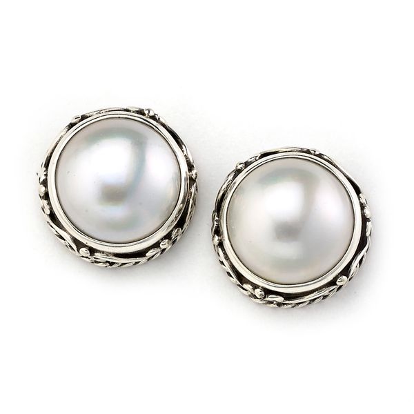 Samuel B. Silver Stud Earrings With Mabe' Pearls Steve Lennon & Co Jewelers  New Hartford, NY